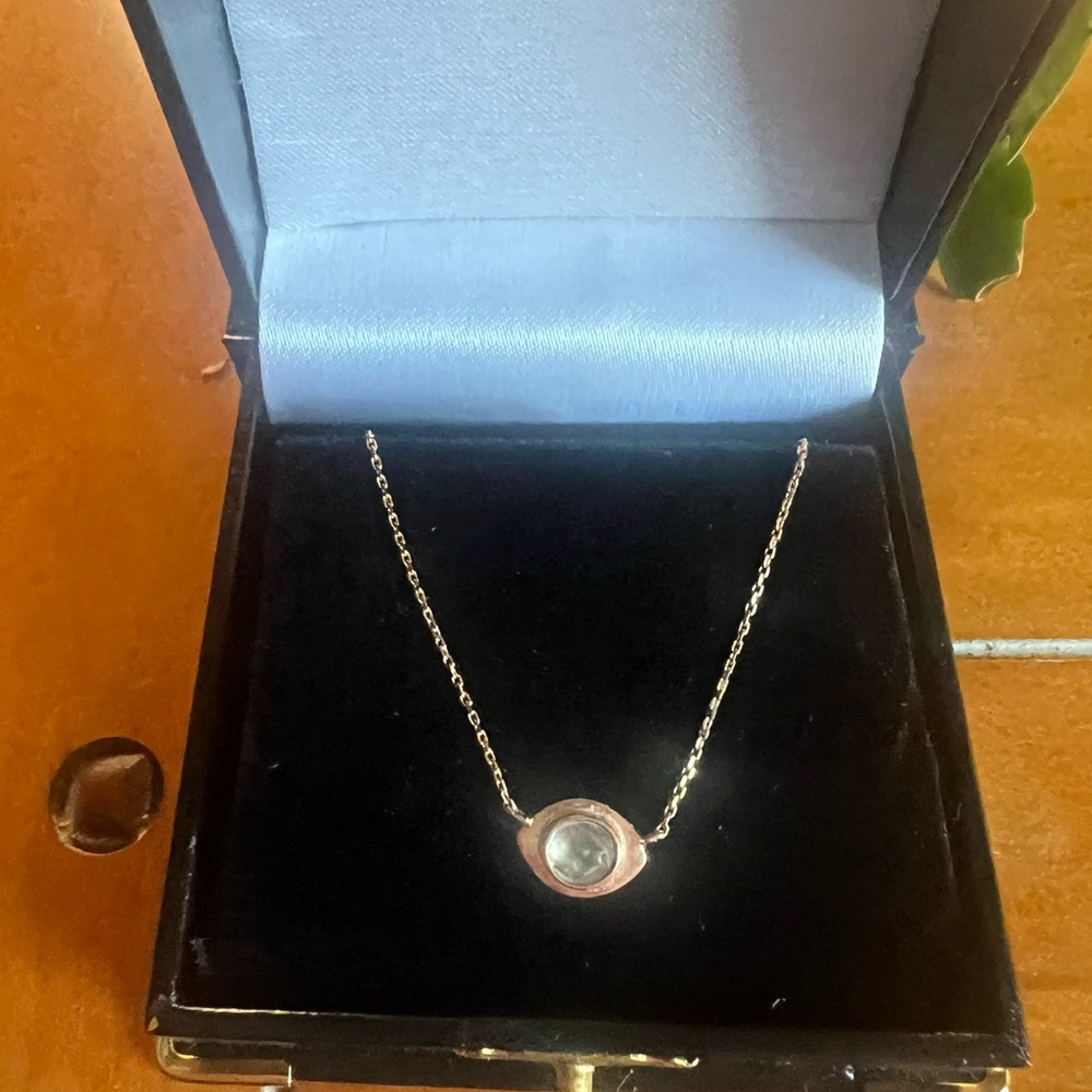 Designer Like Catbird Milka 14K ROSE GOLD Grey faceted Diamond Slice Necklace